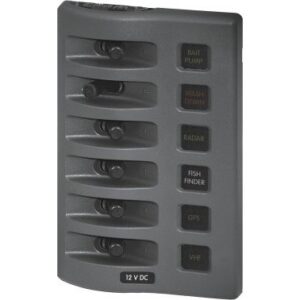 Panneau WeatherDeck IP67 12V - 6 interrupteurs gris