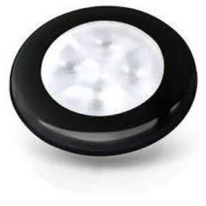Slim Line LED ronde courtoisie blanc chaud - 12V plastique noir