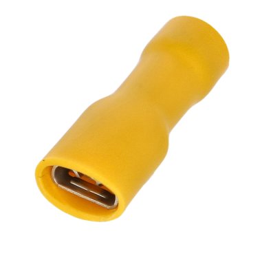 Cosse 6,3mm clip femelle isolée jaune - lot de 100