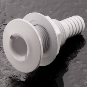 Passe-coque plastique blanc - fileté cannelé ø18 mm